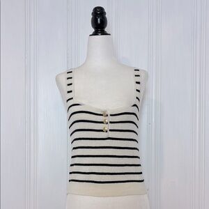 J.CREW Reimagined Striped Cropped Tank – Merino Wool & Linen Blend